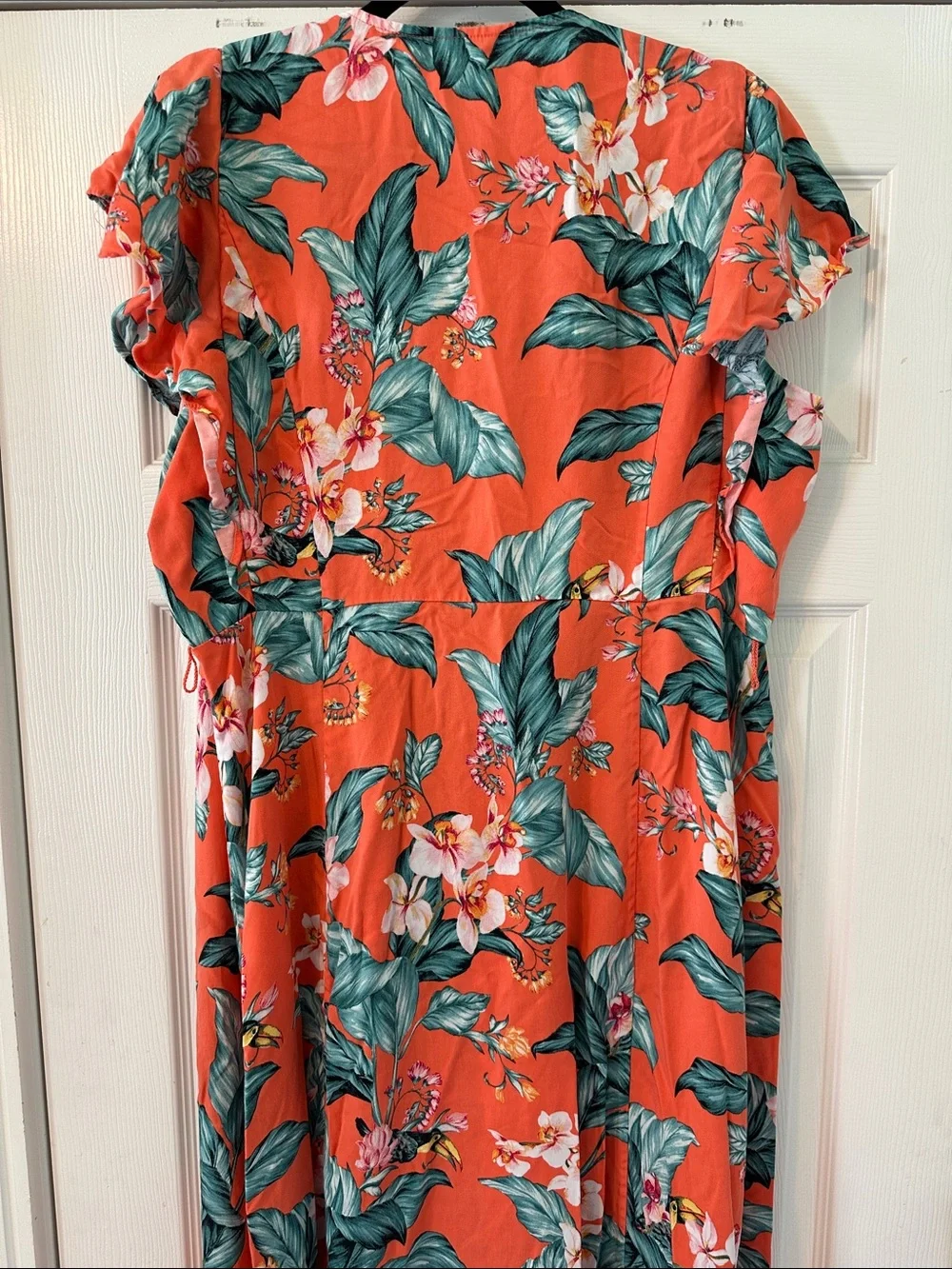 Charter Club Coral Teal Floral Tie Front Maxi Beach Cover Up 1X
